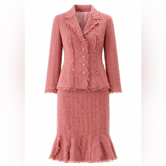 Rickie Freeman for Teri Jon Other - Rickie Freeman for Teri John Boucle Tweed Suit in Pink Size 8